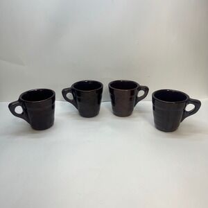 Daisy and dot Brown drip Glazed Mugs Set of 4 USA MAR CREST Stoneware